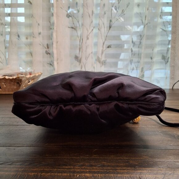 Morris Moskowitz Deep Purple Satin Vintage Shoulder Bag With Jeweled Beads - Picture 6 of 7